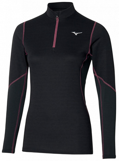 Лонгслив женский Mizuno Merino Wool Half Zip Black/Violet Quartz - Фото 1 большая