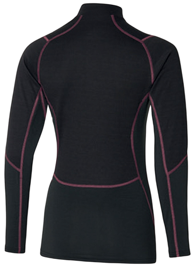 Лонгслив женский Mizuno Merino Wool Half Zip Black/Violet Quartz - Фото 2 большая