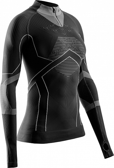 Лонгслив женский X-Bionic Energy Accumulator 1/2 Zip X Black/Light Grey - Фото 1 большая