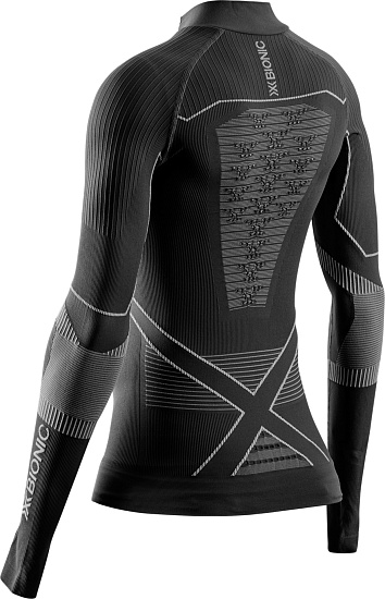 Лонгслив женский X-Bionic Energy Accumulator 1/2 Zip X Black/Light Grey - Фото 2 большая