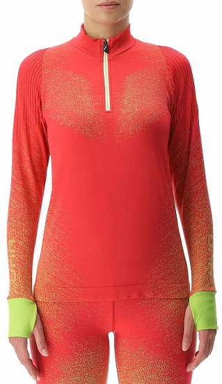 Лонгслив женский UYN Running Exceleration Zip Up Rose/Sunny - Фото 1 большая