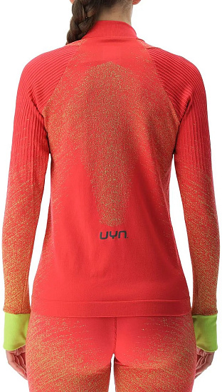 Лонгслив женский UYN Running Exceleration Zip Up Rose/Sunny - Фото 2 большая