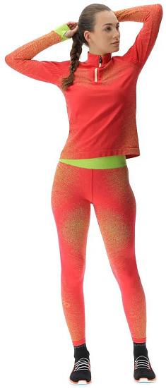 Лонгслив женский UYN Running Exceleration Zip Up Rose/Sunny - Фото 3 большая