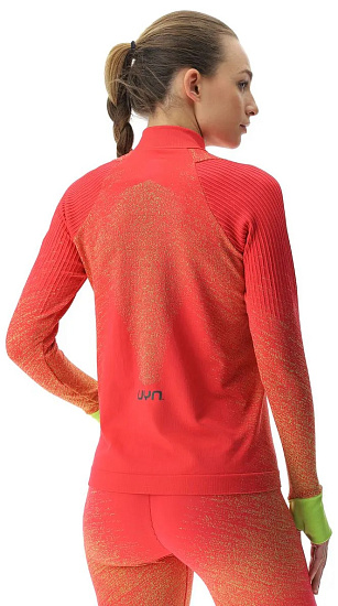 Лонгслив женский UYN Running Exceleration Zip Up Rose/Sunny - Фото 4 большая