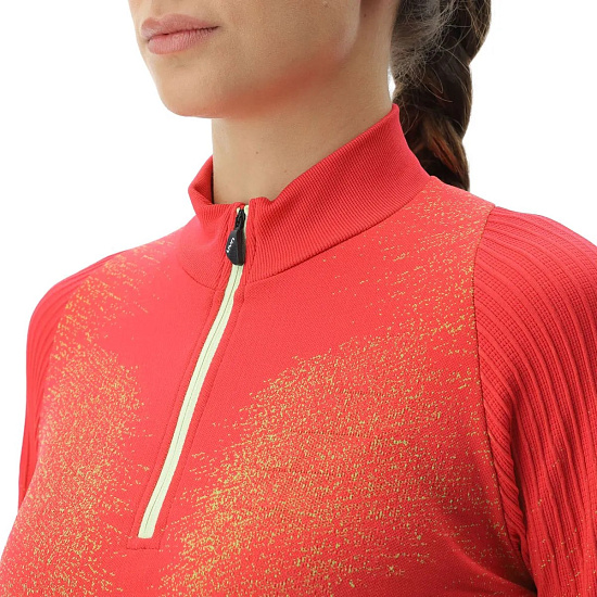 Лонгслив женский UYN Running Exceleration Zip Up Rose/Sunny - Фото 7 большая