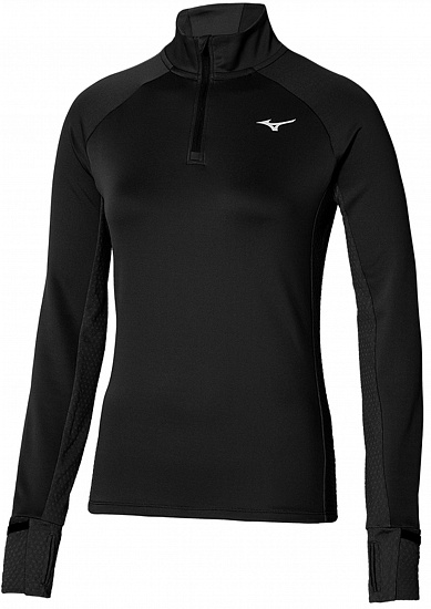 Лонгслив женский Mizuno Warmalite Half Zip Black - Фото 1 большая