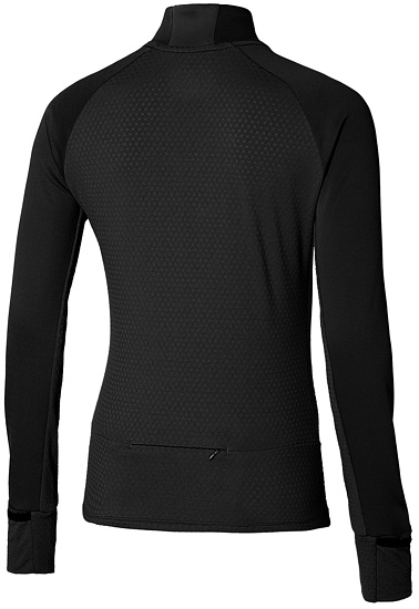 Лонгслив женский Mizuno Warmalite Half Zip Black - Фото 2 большая