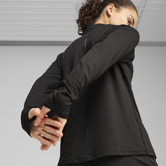 Лонгслив женский Puma Run Vel Cldspn 1/4 Zip Black - Фото 4 большая
