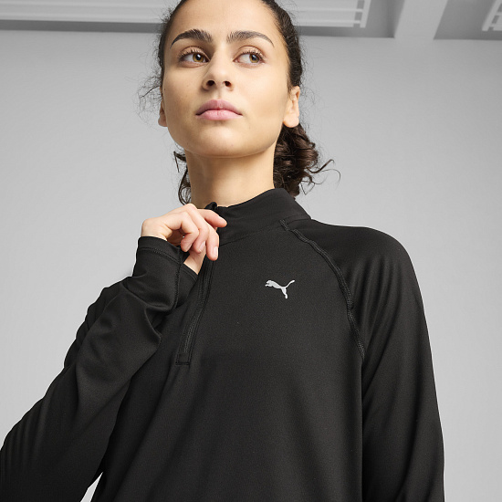 Лонгслив женский Puma Run Vel Cldspn 1/4 Zip Black - Фото 7 большая