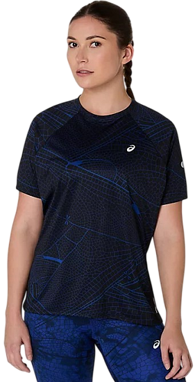 Футболка женская ASICS Road Lite Show Top Performance Black/Dark Cobalt - Фото 9 большая