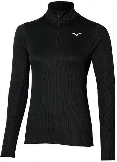 Лонгслив женский Mizuno Dryaeroflow Half Zip Black - Фото 1 большая