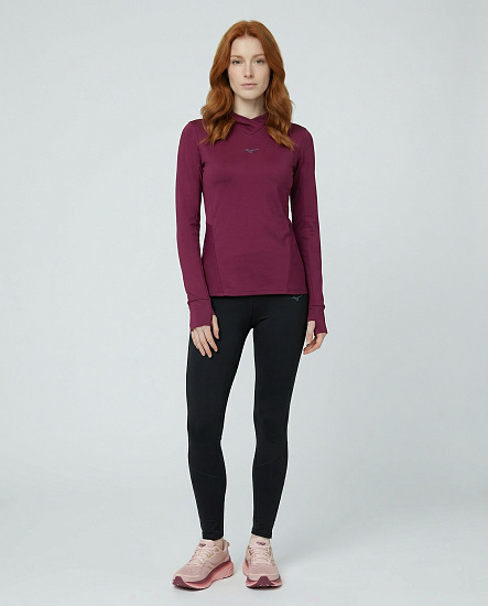 Лонгслив женский Mizuno Active Warm Hdd Dark purple - Фото 3 большая