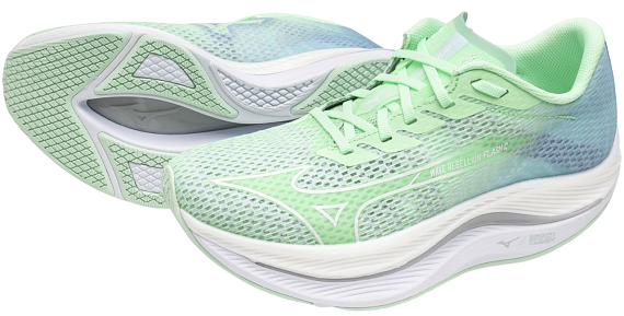 Кроссовки женские Mizuno Wave Rebellion Flash 2 Neo Mint/White/Ether - Фото 8 большая
