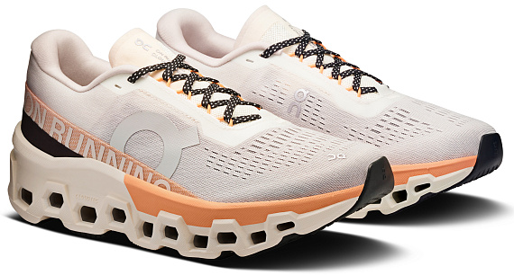 Кроссовки женские On Cloudmonster 2 Ivory/Tangerine - Фото 3 большая