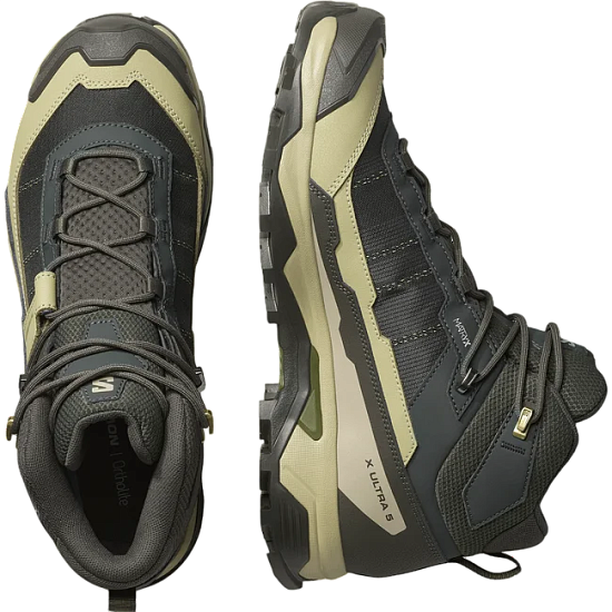 Кроссовки мужские Salomon X Ultra 5 Mid Gtx Peat/Gray Green/Blue Nights - Фото 6 большая