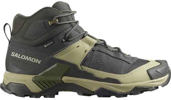 Кроссовки мужские Salomon X Ultra 5 Mid Gtx Peat/Gray Green/Blue Nights - Фото 1 большая