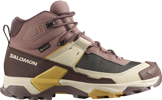 Кроссовки женские Salomon X Ultra 5 Mid Gtx Burlwood/French Roast/Rattan - Фото 1 большая