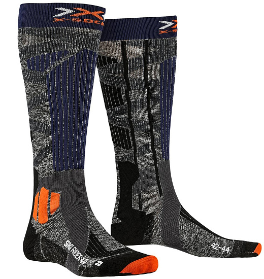 Носки X-Socks Ski Rider 4.0 Stone Grey/Melange Blue - Фото 1 большая