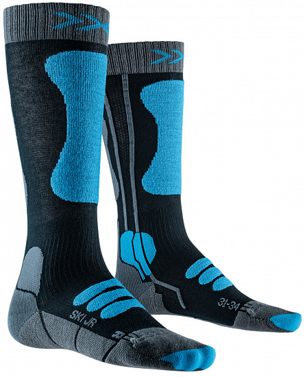 Носки детские X-Socks Ski 4.0 Anthracite Melange/Galactic Blue - Фото 1 большая