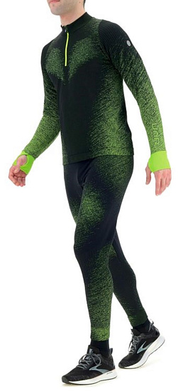 Тайтсы мужские UYN Running Exceleration Long Black/Yellow Fluo - Фото 6 большая