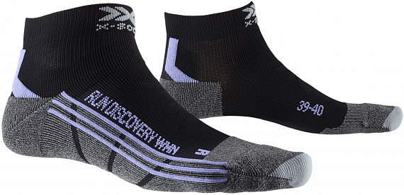 Носки женские X-Socks Run Discovery 4.0 Black/Stone Grey Melange - Фото 1 большая