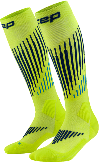 Носки женские CEP C225W Core Run Merino Tall Compression Lime/Blue - Фото 1 большая