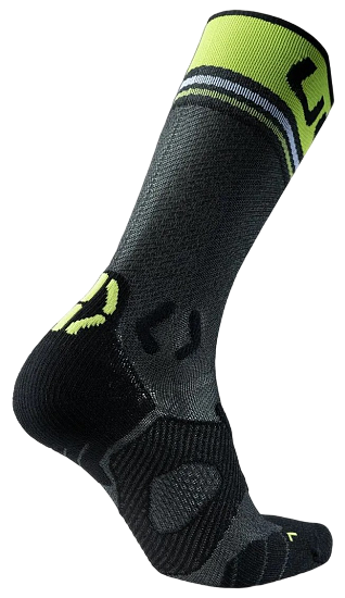 Носки мужские UYN Runner'S One Mid Grey Melange/Lime Green - Фото 2 большая