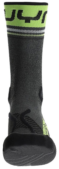 Носки мужские UYN Runner'S One Mid Grey Melange/Lime Green - Фото 3 большая