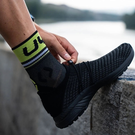 Носки мужские UYN Runner'S One Mid Grey Melange/Lime Green - Фото 5 большая