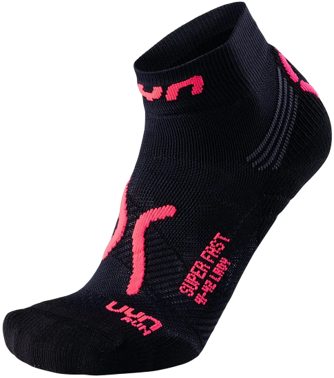 Носки женские UYN Run Super Fast Black/Coral Fluo - Фото 1 большая