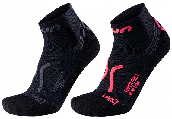 Носки женские UYN Run Super Fast 2Prs Black/Anthra-Black/Coral - Фото 1 большая