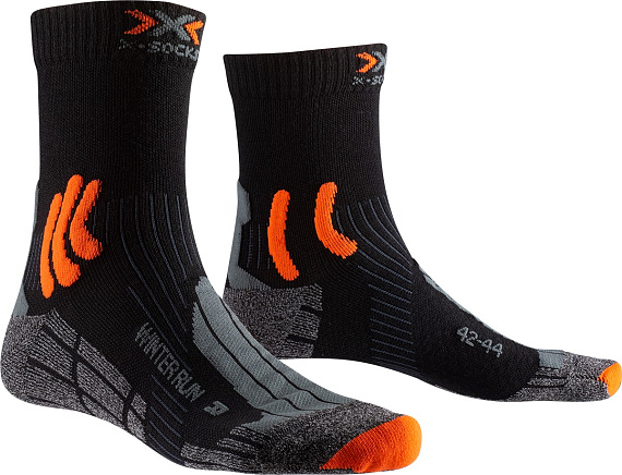 Носки X-Socks Winter Run 4.0 Black/Dark Grey Melange/X-Orange - Фото 1 большая