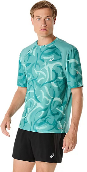 Футболка мужская ASICS Road Lite-Show Top Light Teal - Фото 5 большая