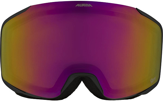 Горнолыжная маска Alpina Taos Black Matt/Q-Lite Red S2 - Фото 2 большая