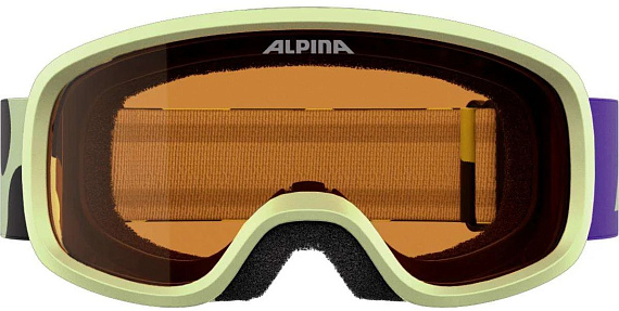 Горнолыжная маска детская Alpina Piney 2.0 Sunny-Lime Matt/Orange S2 - Фото 1 большая