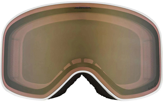 Горнолыжная маска Alpina Slope Q-Lite White Matt/Q-Lite Gold S2 - Фото 2 большая