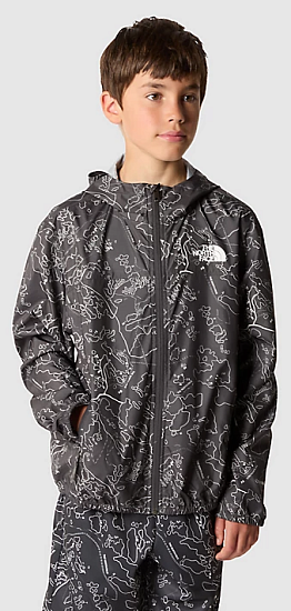 Куртка детская The North Face Never Stop Windwall Asphalt Grey/Bouldering Guide Print - Фото 2 большая