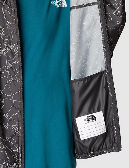 Куртка детская The North Face Never Stop Windwall Asphalt Grey/Bouldering Guide Print - Фото 4 большая