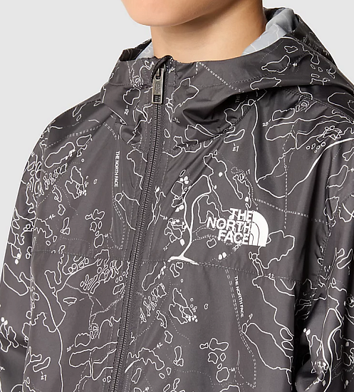 Куртка детская The North Face Never Stop Windwall Asphalt Grey/Bouldering Guide Print - Фото 5 большая