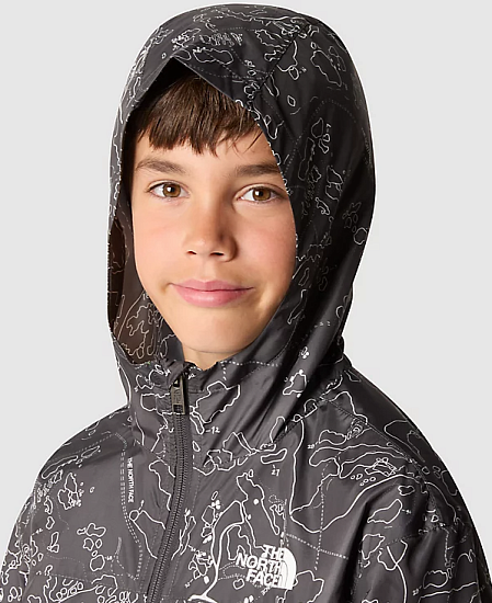 Куртка детская The North Face Never Stop Windwall Asphalt Grey/Bouldering Guide Print - Фото 7 большая
