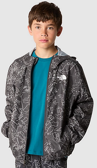 Куртка детская The North Face Never Stop Windwall Asphalt Grey/Bouldering Guide Print - Фото 8 большая