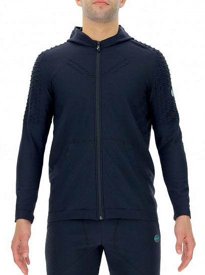 Куртка мужская UYN Run Fit Ow Hooded Full Zip Blackboard - Фото 1 большая