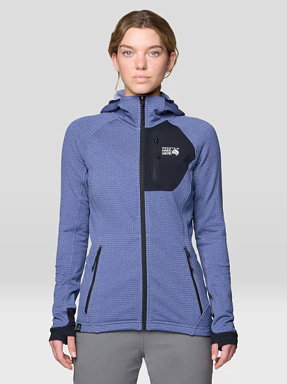 Куртка женская Mountain Hardwear Polartec Power Grid Full Zip Hoody Lapis Dusk Gradient Print - Фото 8 большая