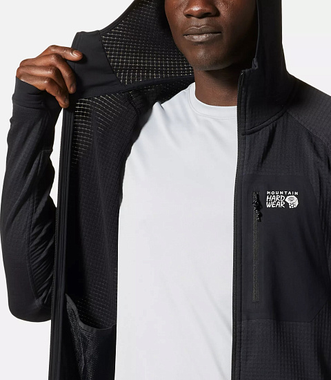Куртка мужская Mountain Hardwear Power Grid Full Zip Hoody Black - Фото 5 большая