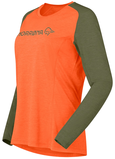 Лонгслив женский Norrona Fjora Equaliser Ls Orange Alert - Фото 2 большая
