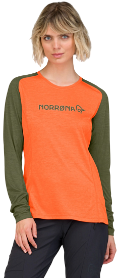 Лонгслив женский Norrona Fjora Equaliser Ls Orange Alert - Фото 4 большая
