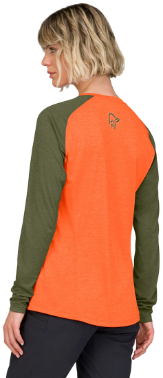 Лонгслив женский Norrona Fjora Equaliser Ls Orange Alert - Фото 5 большая
