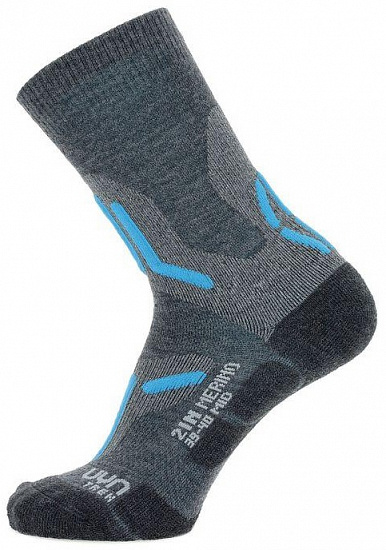 Носки женские UYN Trekking 2In Merino Mid Mid Grey/Turquoise - Фото 1 большая