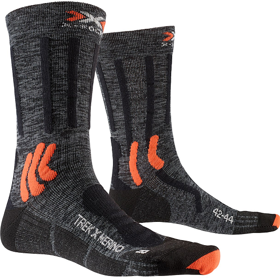 Носки X-Socks Trek X Merino Grey Duo Melange/X-Orange/Black - Фото 1 большая