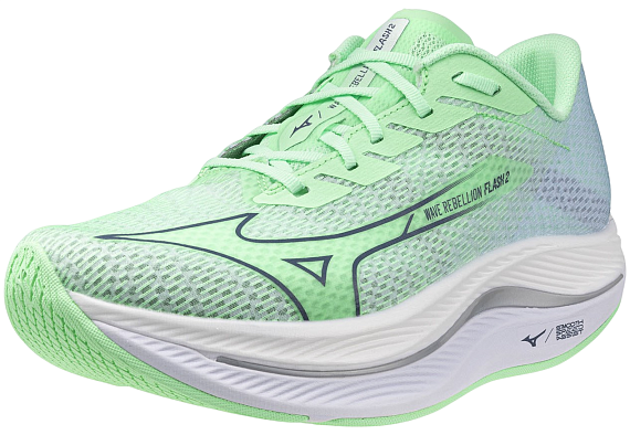 Кроссовки мужские Mizuno Wave Rebellion Flash 2 NeoMint/VintageIndigo/HintMint - Фото 2 большая